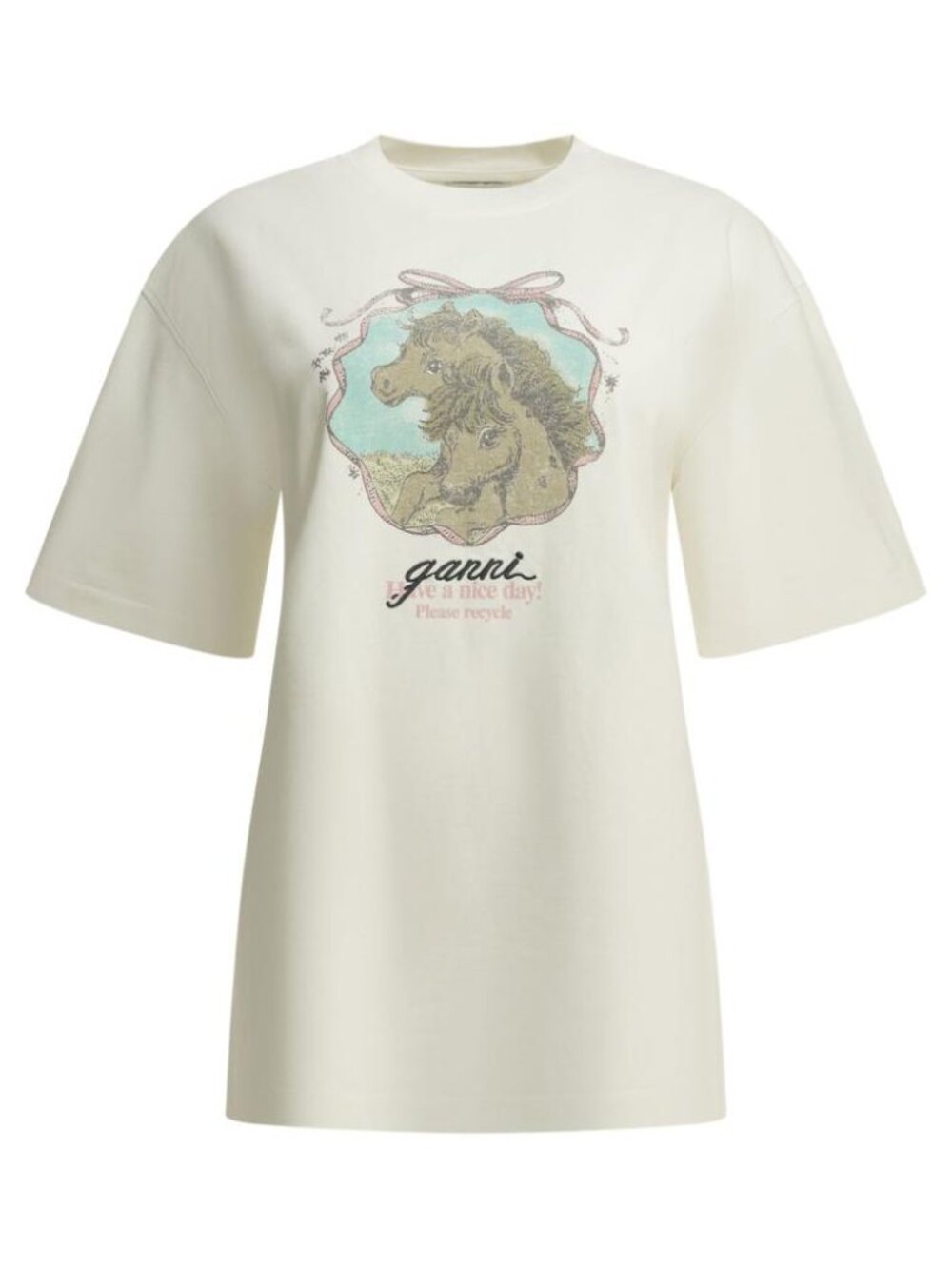 Ganni Qixi Crew-Neck T-Shirt Tag Size XXS Women